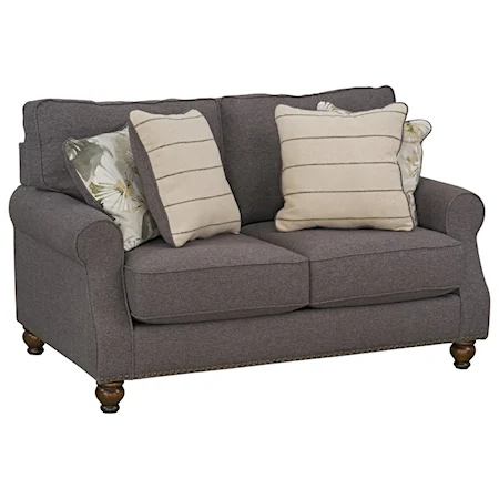 Transitional Love Seat with Nailhead Trim Base